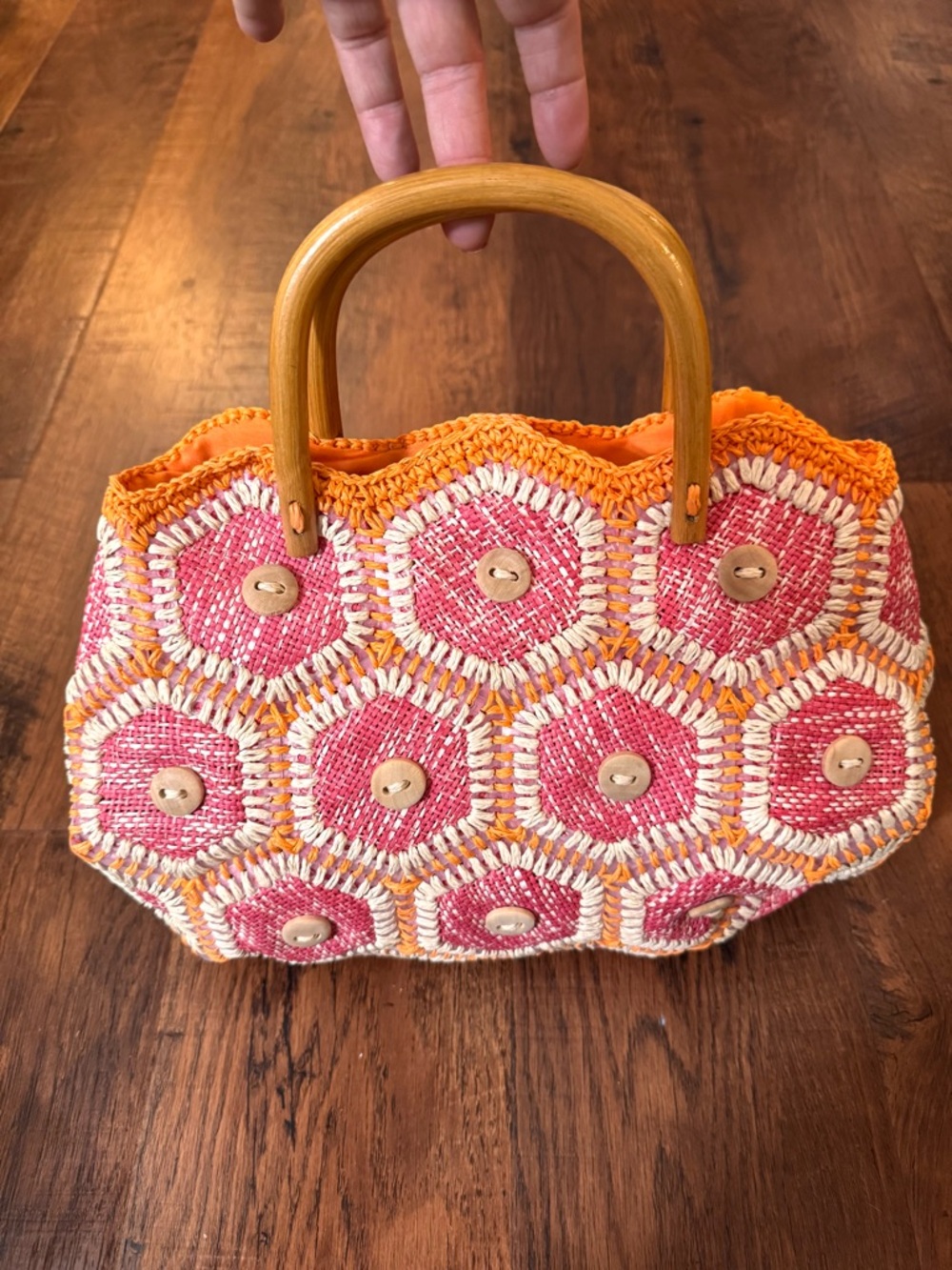 Top handle raffia bag, NWOT - Picture 5 of 11